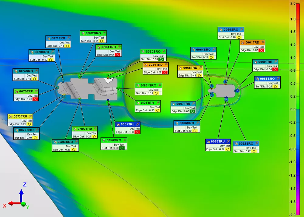 PolyWorks|Inspector 2024 ofrece a los usuarios mejores análisis con vistas de controles en múltiples alineaciones de datos.