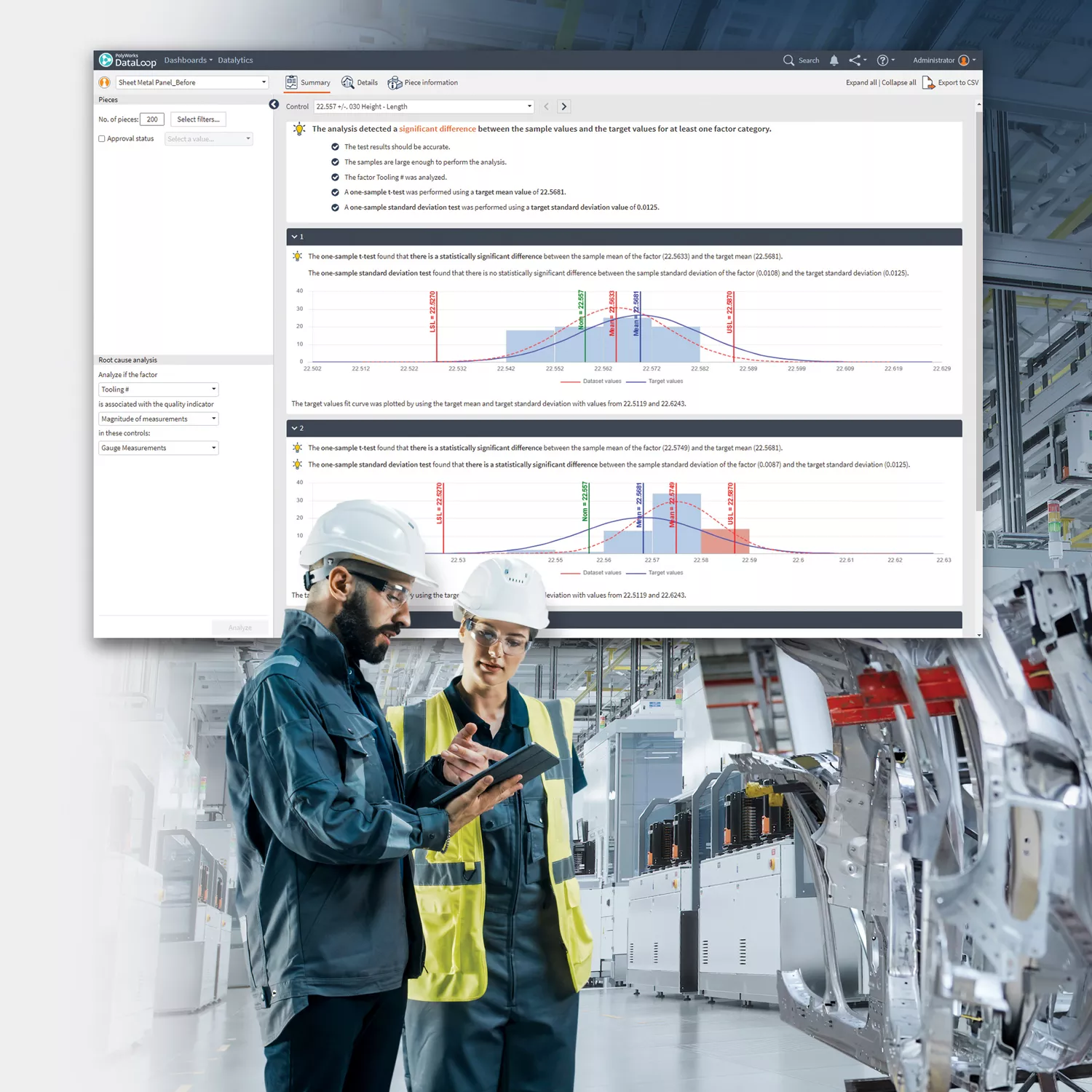 L'interfaccia web di PolyWorks|DataLoop 2024 mostra un numero impressionante di widget basati su Excel